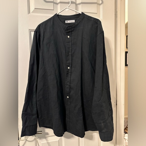 ZARA Linen Cotton Shirt BLACK XL. NWOT - Picture 4 of 5